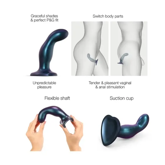 Дилдо Strap-On-Me DILDO PLUG SNAKY METALLIC BLUE, размер M, диаметр 4 см, вводимая длина 15,3 см Львов
