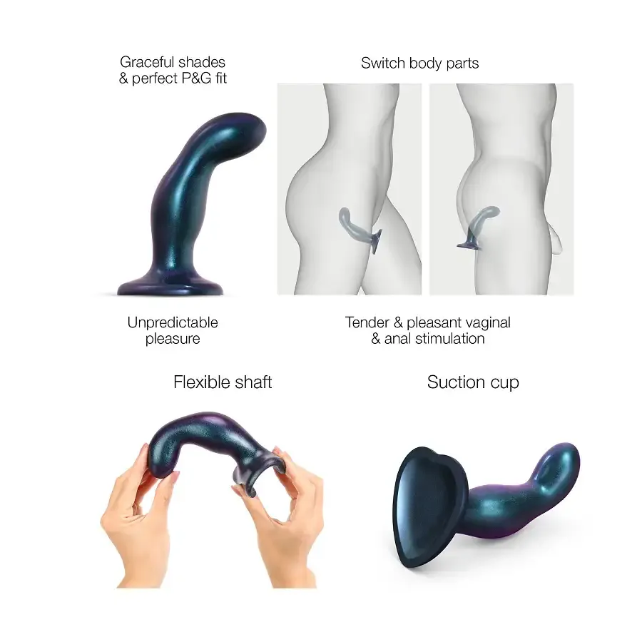 Дилдо Strap-On-Me DILDO PLUG SNAKY METALLIC BLUE, размер M, диаметр 4 см, вводимая длина 15,3 см Львов - изображение 3