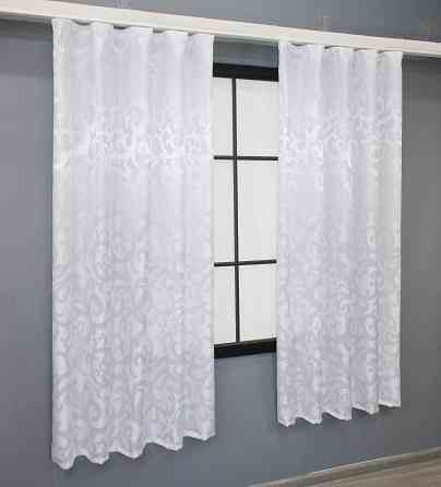 Комплект коротких штор VR-Textil Жакард Вензель № 418ш Білий 130х170 см 2 шт (35-0238) Київ