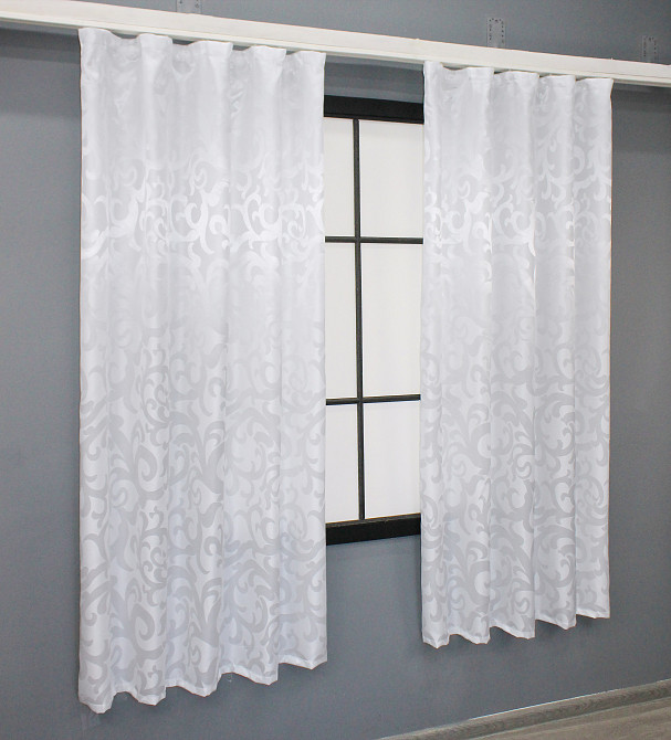 Комплект коротких штор VR-Textil Жаккард Вензель № 418ш Белый 130х170 см 2 шт (35-0238) Киев - изображение 3