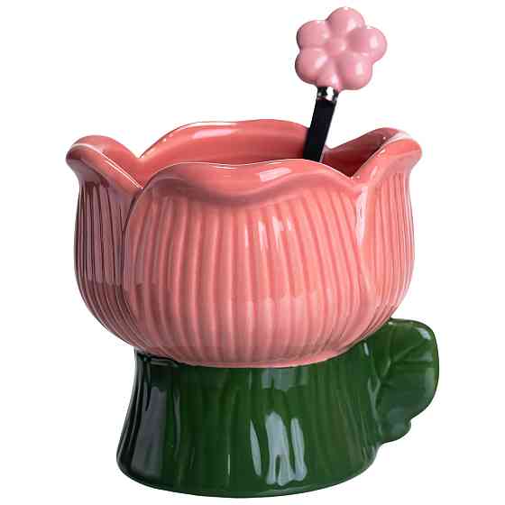 Yiwu Креманка порцелянова з ложкою у формі квітки 300 (мл) креманка для десертів, морозива та ж Коломия