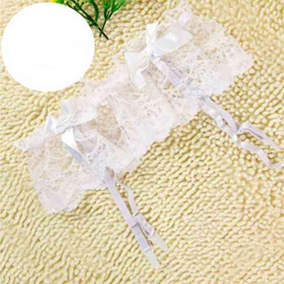 Мереживні стрінги з поясом для панчіх - Білий - XS/S/M - Еротична білизна Вінниця