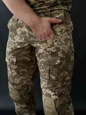 Армейские мужские усиленные брюки G-2 Risen с наколенниками пиксель, брюки рип стоп с липучками под колено Львов