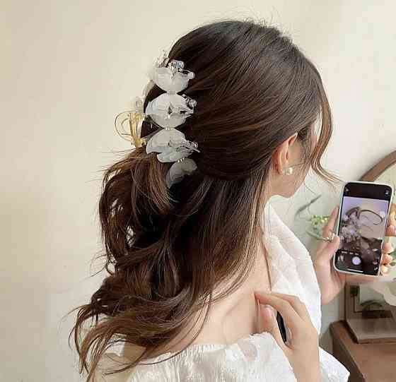 Заколка-крабік "Метелики" Білий Сміла