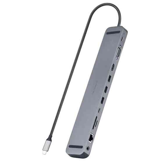 Концентратор REAL-EL CQ-1000 USB3.0х3/USB-C/HDMI/VGA/RJ45/SD/TF/3.5mm audio, 0.4m, Space Grey Сірий Харків