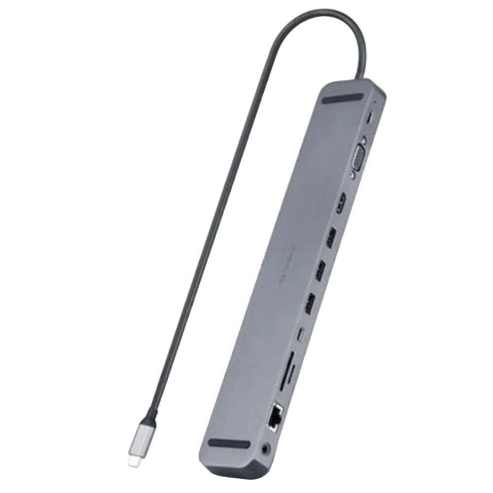 Концентратор REAL-EL CQ-1000 USB3.0х3/USB-C/HDMI/VGA/RJ45/SD/TF/3.5mm audio, 0.4m, Space Grey Сірий Харків - фото 6