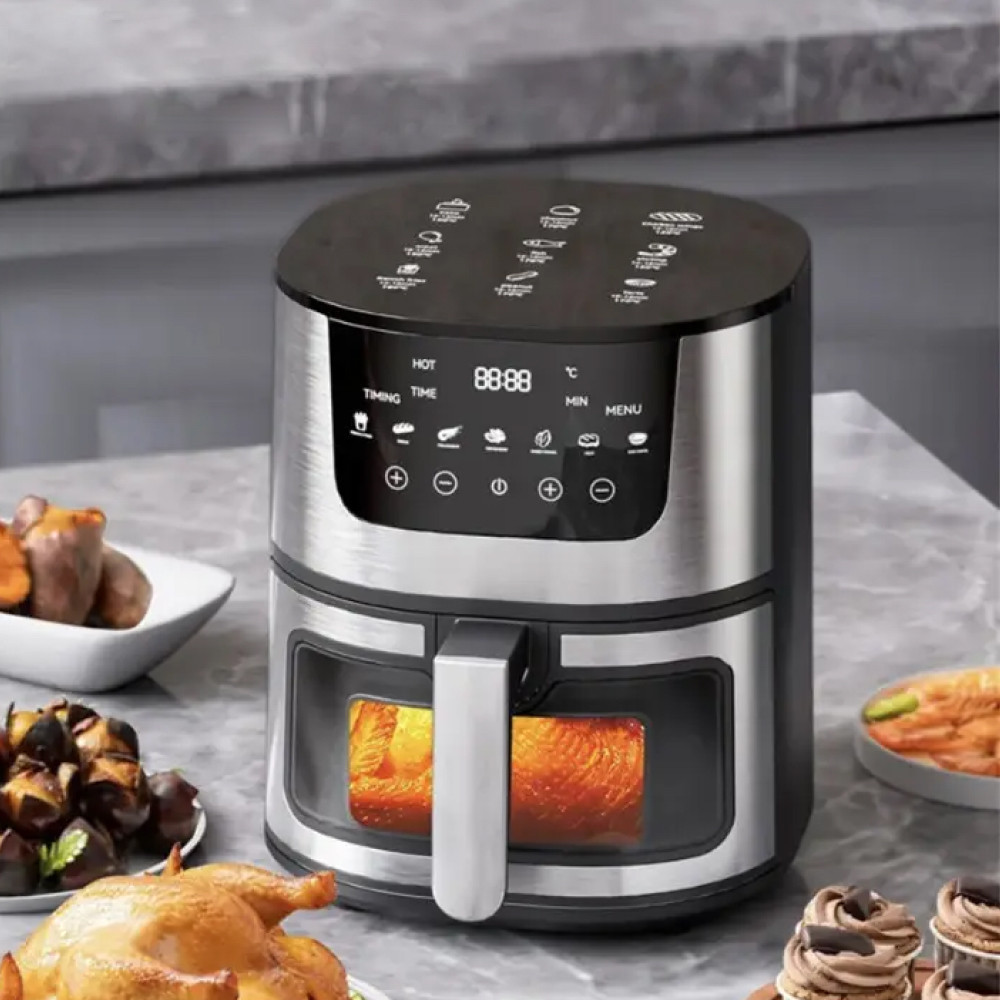 Аэрофритюрница сенсорная 8л, 4200Вт, Rainberg RB-2268 / Фритюрница без масла / Мультипечь / Аэрогриль Киев - изображение 2