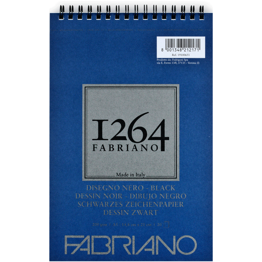 Альбом на спіралі для рисунку 1264 А5 (14,8х21 см) 200г/м2 20л чорний Fabriano Київ - фото 1