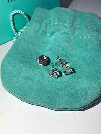 Серьги гвоздики Тиффани Tiffany, серебро 925 пробы / мешочек Тиффани Одесса