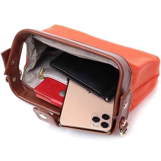 Яркий клатч с интересной защелкой из натуральной кожи (Vintage) Киев