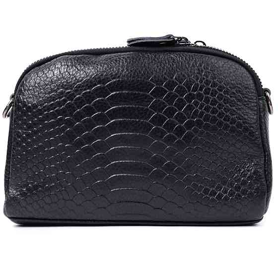 Компактна сумка для жінок на два відділення з натуральної шкіри Чорний (Vintage) Київ