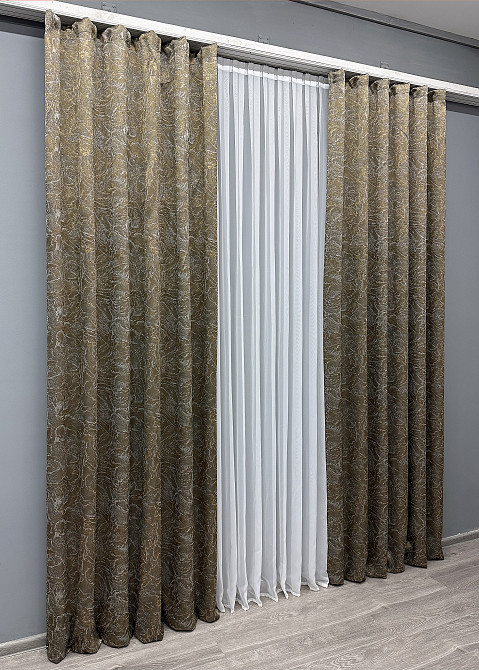 Комплект готовых штор VR-Textil Жакард Fantasy № 1631ш Капучино 100х290 см 2 шт (31-929) Киев - изображение 4