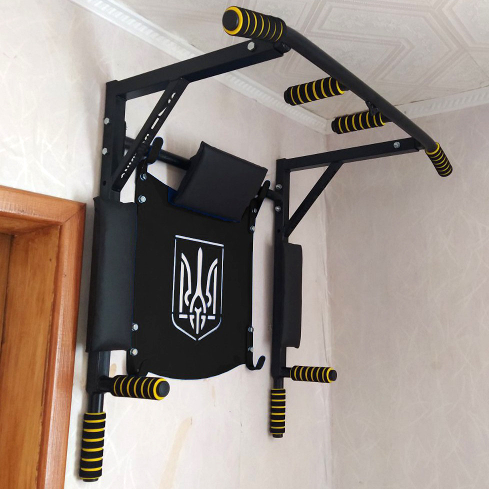 Турнік із трезубцем, турнік 4 в 1 з гербом України настінний із брусами Харків - фото 6