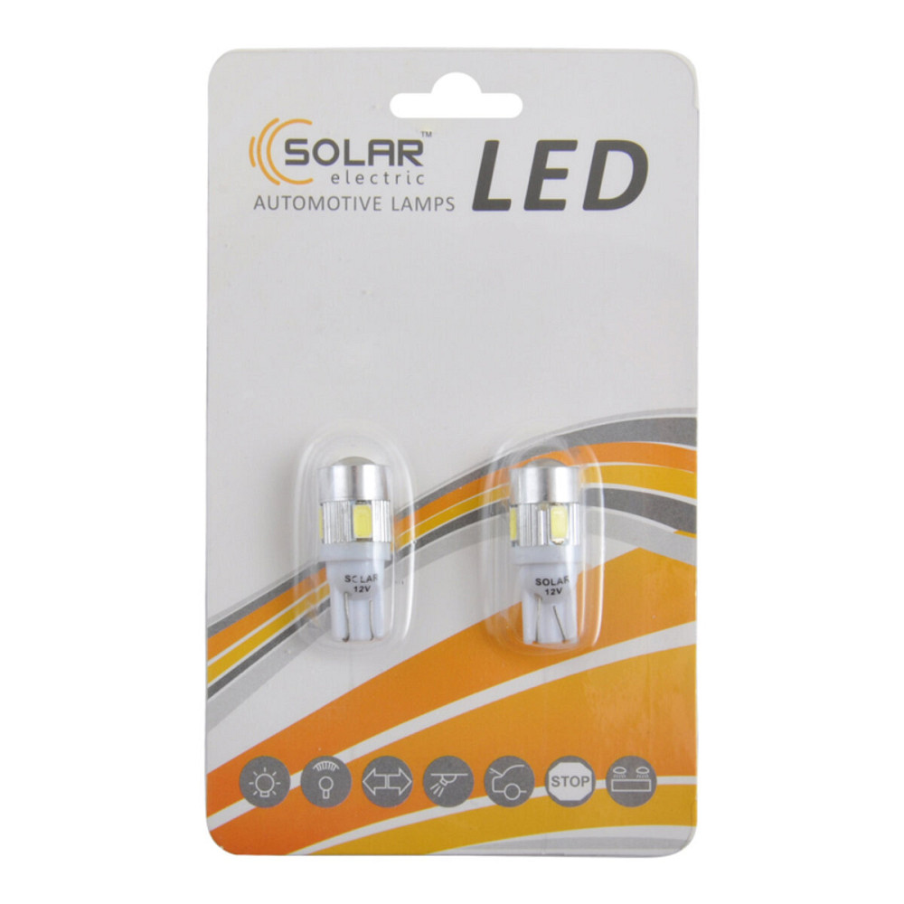 LED автолампа Solar 12V T10 W2.1x9.5d 6SMD 5630 with lens white, 2шт Киев - изображение 1