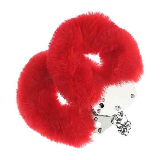 Пухнасті металеві наручники для рольових ігор Heavy-duty Fluffy Handcuffs Red Sex Aura Київ