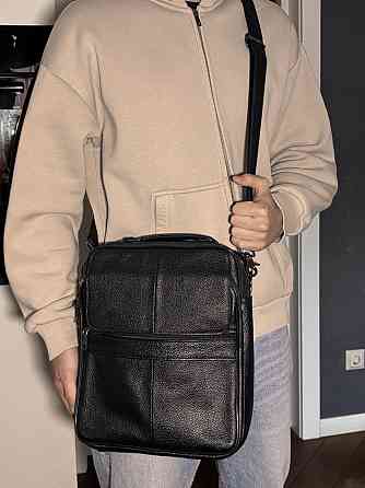 Чоловіча сумка з ручкою для перенесення в руці з натуральної шкіри Vintage 23026 Чорний Київ