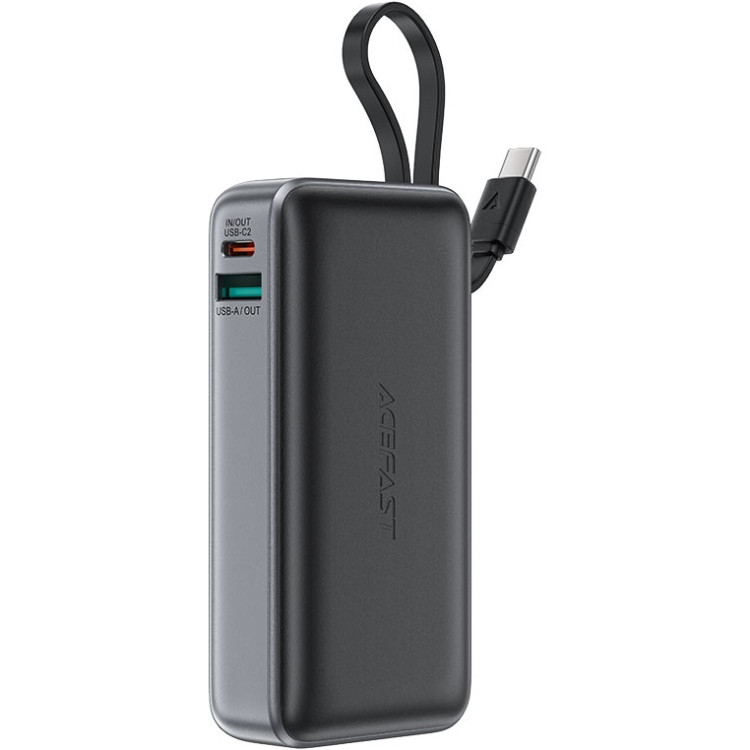 УМБ Acefast 10000mAh 30W PD USB-A,USB-C In/Out, with built-in USB-C cable M7 Black Винница - изображение 1