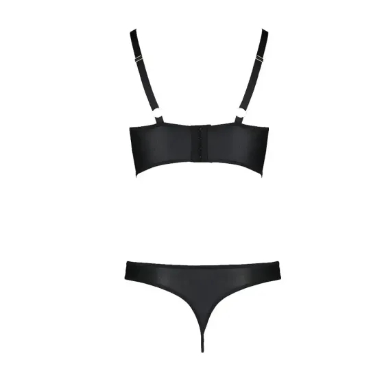 Комплект з екошкіри Passion MALWIA BIKINI 4XL/5XL black, з люверсами та ремінцями, бра, трусики Львів