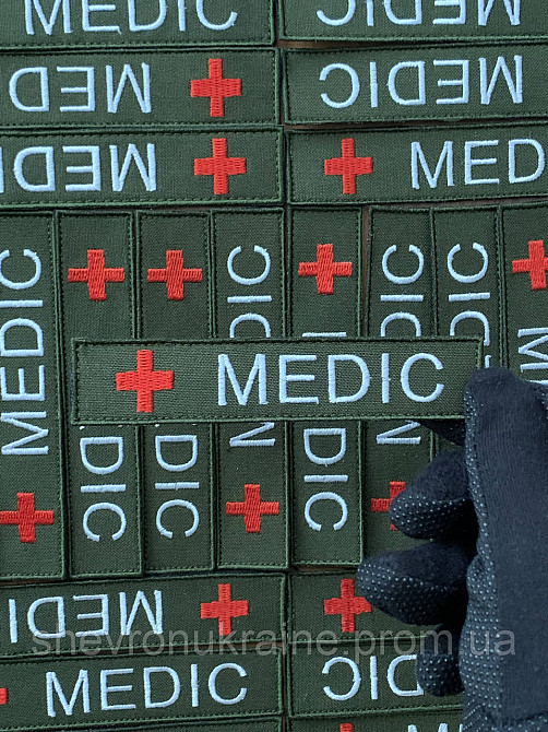 Шеврон планка MEDIC на оливе (Форма прямоугольная. На липучке) Размер 2.5x12см Киев - изображение 6