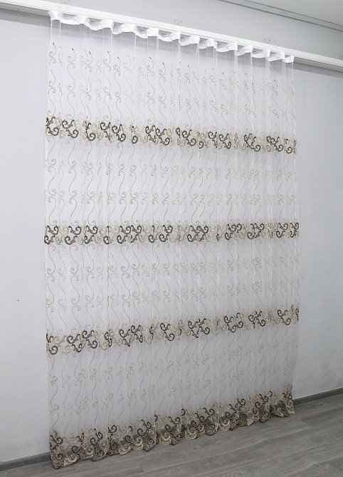 Тюль фатин, коленкції "Kort ADOR" з люрексовою ниткою колір золотистий з коричневим 1191т Київ - фото 4