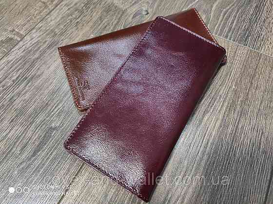 Стильний бордовий шкіряний купюрник ручної роботи ST Leather Київ