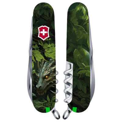 Нож Victorinox Huntsman Zodiac 91 мм Зелений дерев'яний дракон (1.3713.3_Z3240p) Винница - изображение 1