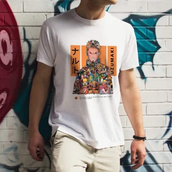 Футболка чоловіча з  принтом Наруто Манга White Edition Розмір 48 Anime0114 Дніпро