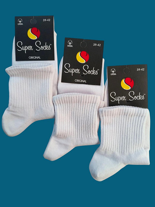 Набор мужских спортивных носков (3 шт в уп) средние по высоте белого цвета Super Socks MS6 Киев - изображение 1