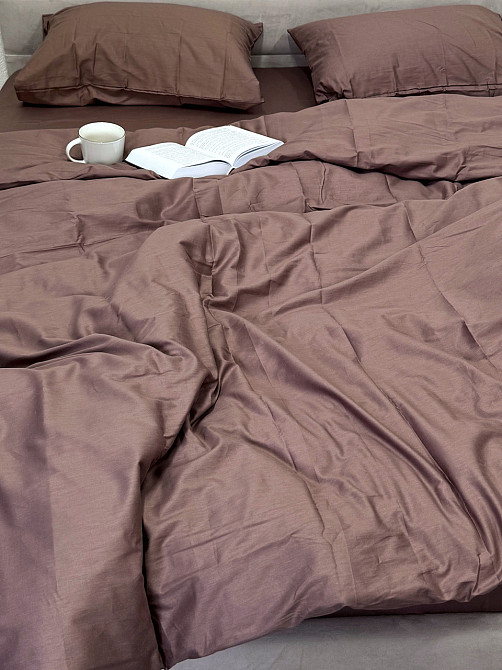 Ecotton Простирадло на резинці Ecotton 160х200 см із сатину (арт. 16-1412 Stucco) коричневый Коломия - фото 1