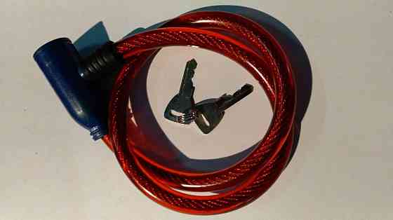 Замок на колесо (трос 600*1 см) (з ключем) (червоний) Мукачево