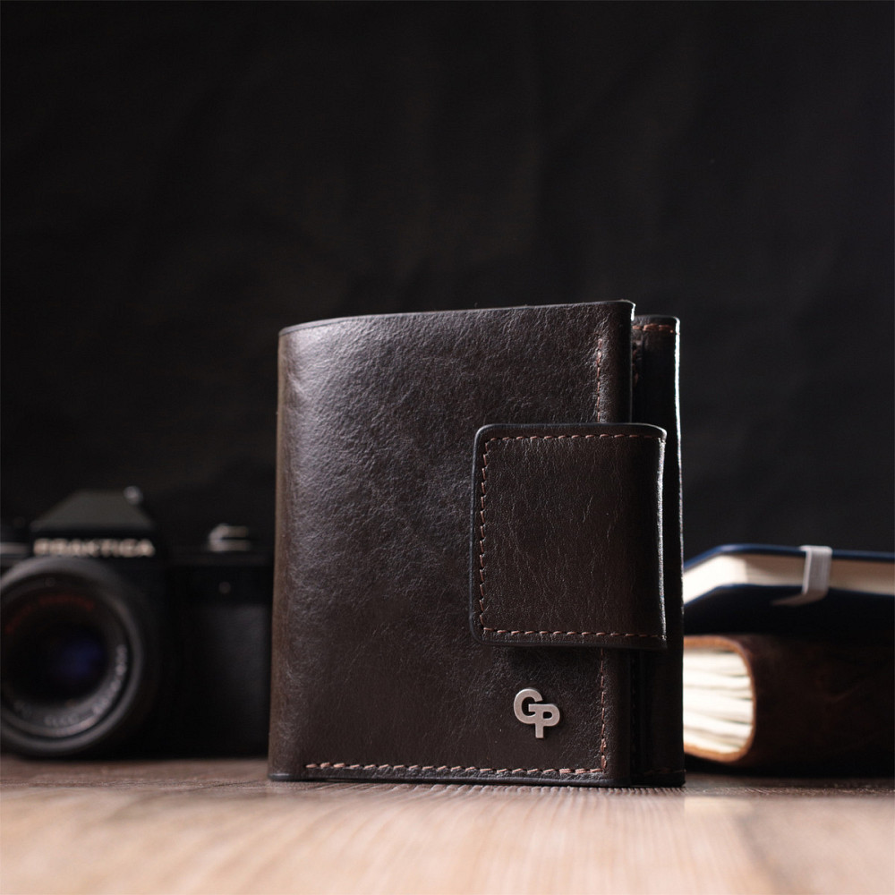 Люксовый кошелек с множеством отделений из качественной натуральной кожи GRANDE PELLE 22574 Коричневый Киев - изображение 3