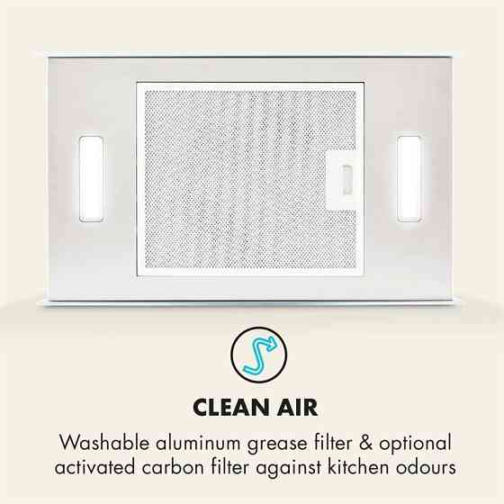 Люстра L островная вытяжка 60см отработанный воздух: 590м³/ч LED сенсорное стекло белый белый (Германия, Ровно