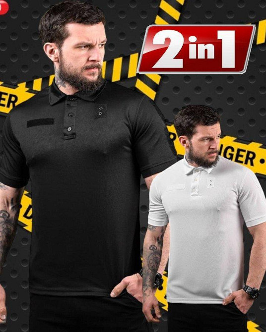 Тактична футболка поло чорна + біла ДЛ7056 Одеса - фото 8