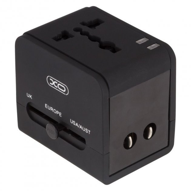 Универсальное зарядное устройство XO WL01 UK/EU/US, сетевой переходник с двумя USB портами Черный Каменец-Подольский - изображение 7