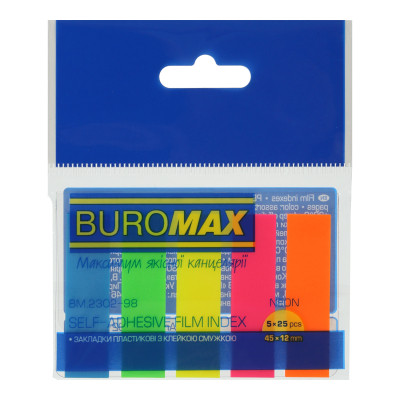 Стикер-закладка Buromax Plastic bookmarks 45x12mm, 5*25шт, neon (BM.2302-98) Винница - изображение 1
