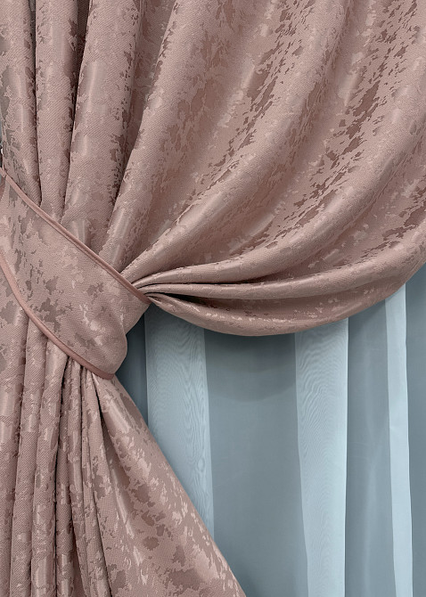 Комплект готових штор VR-Textil Льон мармур Pavliani VO № 1716ш пудровий 150х275 см 2 шт (33-0616) Київ - фото 5