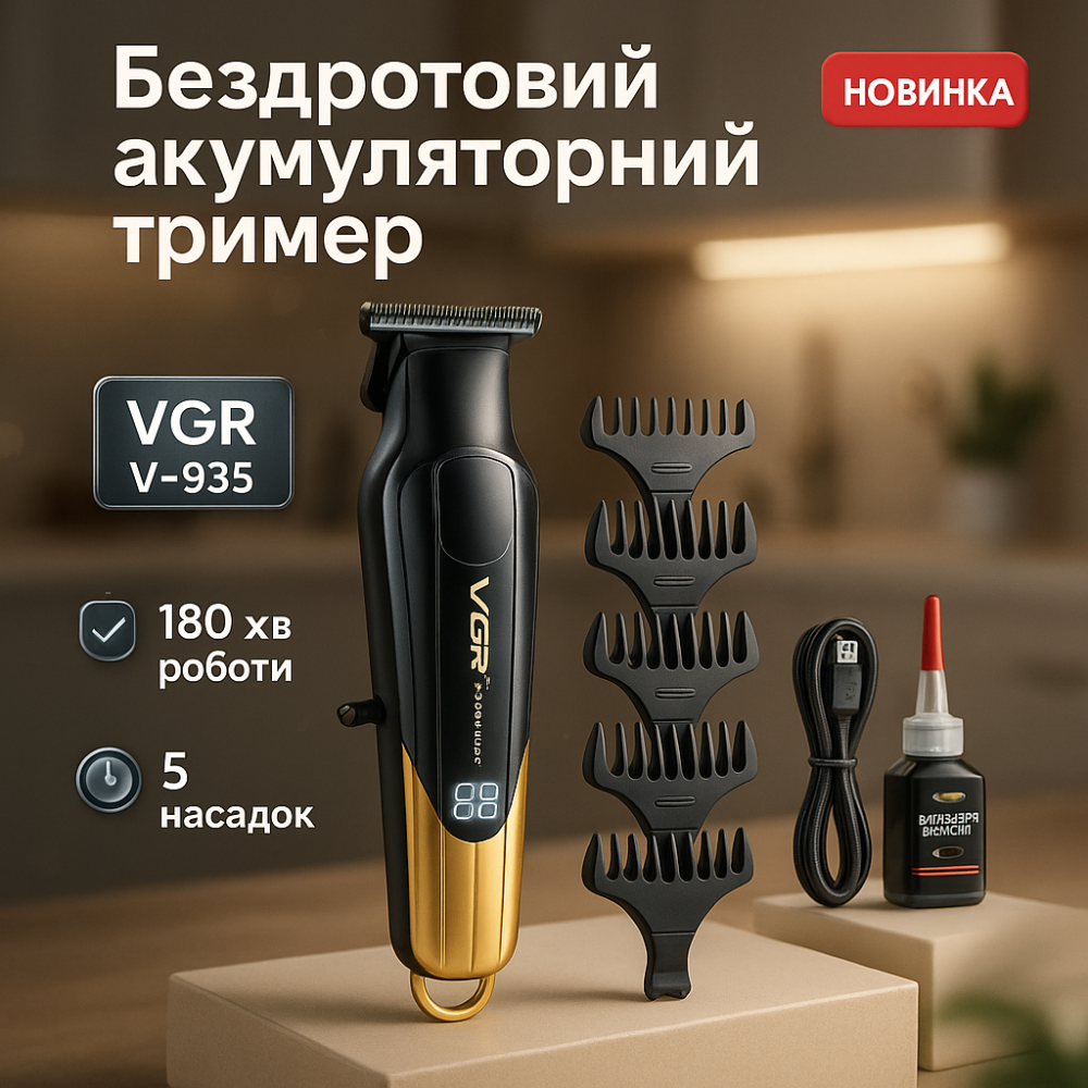 Машинка для стрижки волос хороша VGR, Мужской набор для стрижки волос беспроводной SA-13 Львов - изображение 17