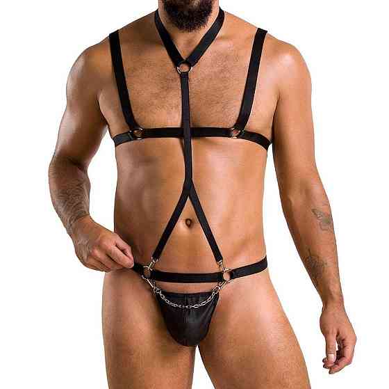 Комплект мужского белья из стреп Passion 039 SET ANDREW XXL/XXXL Black, стринги, шлейка Sex Aura Киев