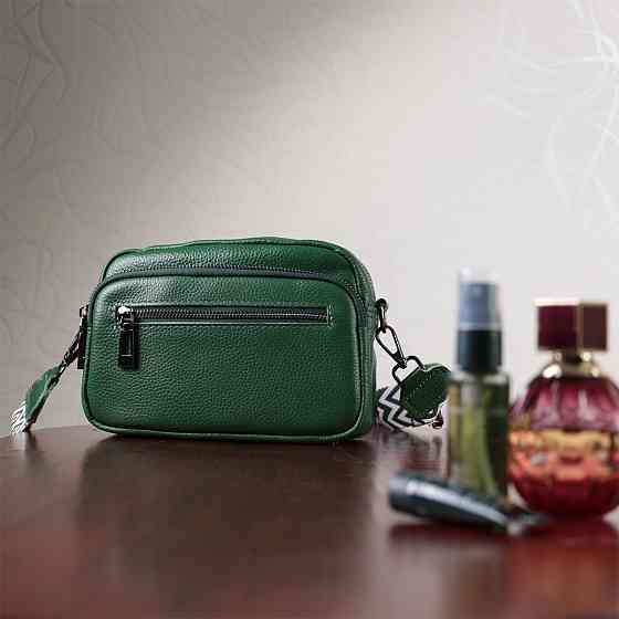 Яркая женская сумка с накладным карманом из натуральной кожи Vintage 22639 Зеленая Киев