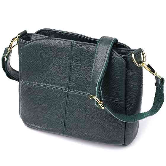 Кожаная сумка для женщин с тремя отделениями Vintage 22977 Зеленый Киев