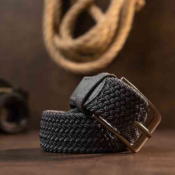 Текстильний чоловічий ремінь класика Сірий (Vintage) Київ