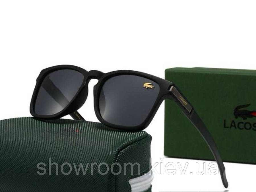 Чоловічі чорні сонцезахисні окуляри з поляризацією Lacoste (23028) Київ - фото 1