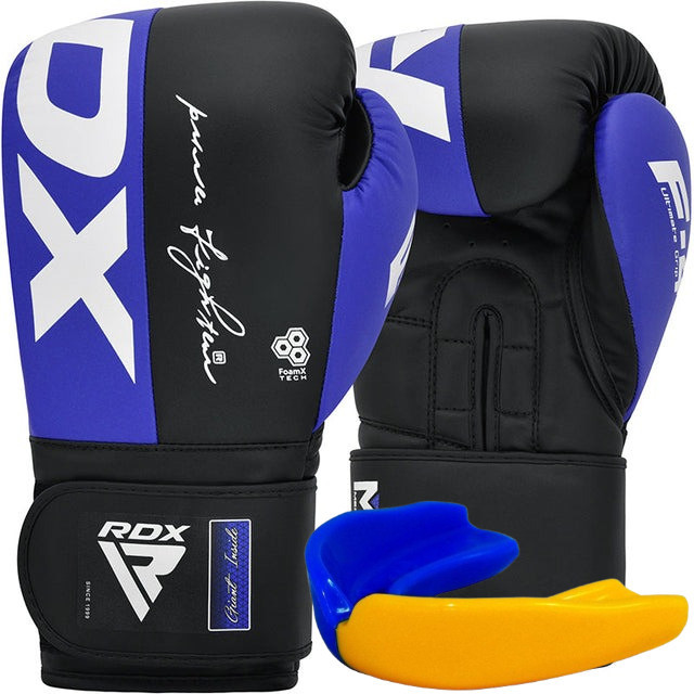Боксерські рукавиці RDX F4 Boxing Sparring Gloves Hook&Loop BLUE/BLACK 10 унцій (капа у комплекті) Кам'янське - фото 1