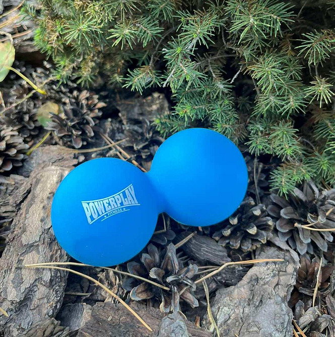 Масажний силіконовий подвійний м'яч PowerPlay PP-4355 Silicone Lacrosse Peanut Ball (6.3*12.6см.) Синій Кам'янське - фото 4