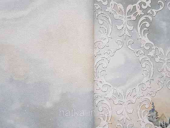 Шпалери вінілові на флізеліні гарячого тиснення DU&KA 1.06х10 вензель основа під штукатурку сірі коричневі Київ