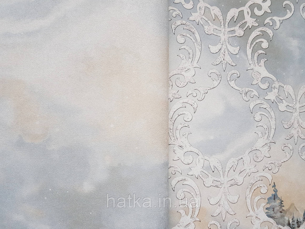 Шпалери вінілові на флізеліні гарячого тиснення DU&KA 1.06х10 вензель основа під штукатурку сірі коричневі Київ - фото 2