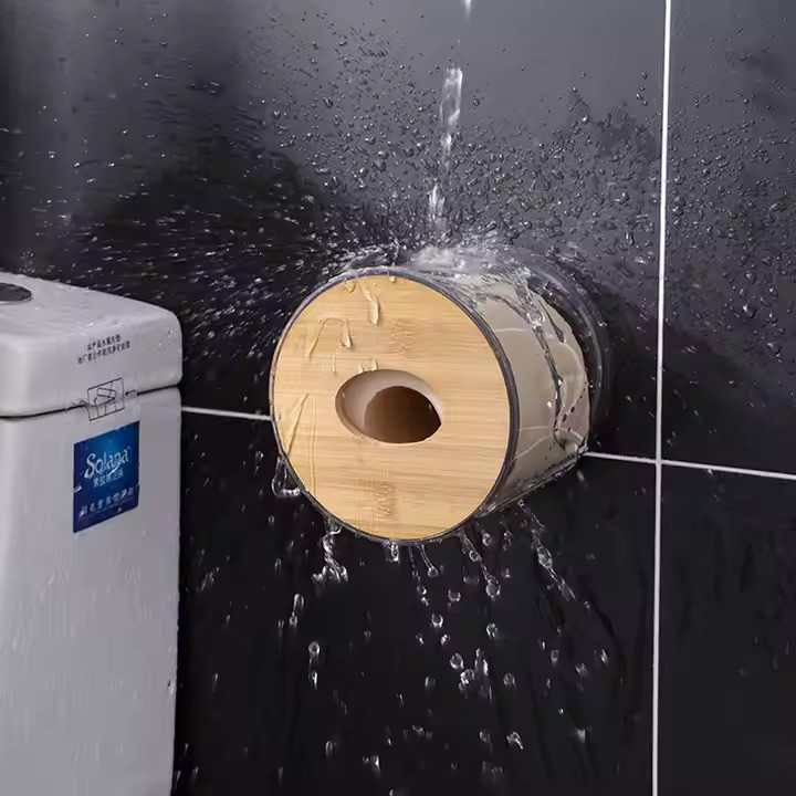 Органайзер-контейнер для серветок, пластиковий круглий з дерев'яною кришкою Кам'янець-Подільський - фото 3