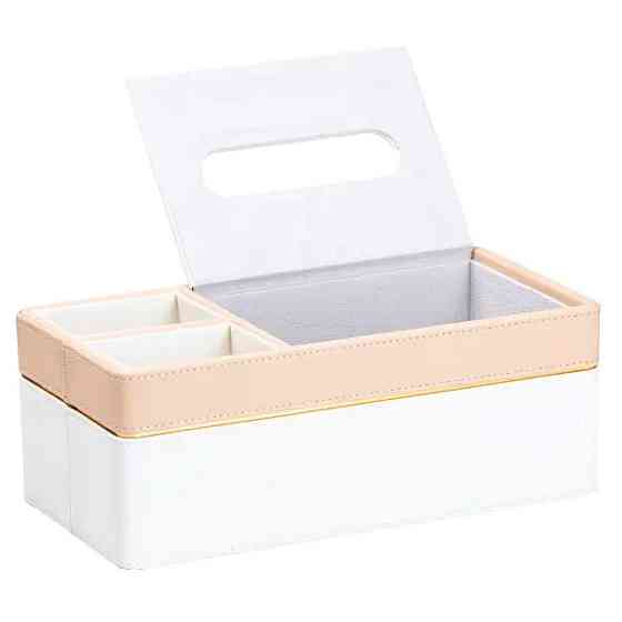 Салфетница-органайзер из эко-кожи 3 отделения 27*14*'10 см Белый с бежевым HP9190 Киев