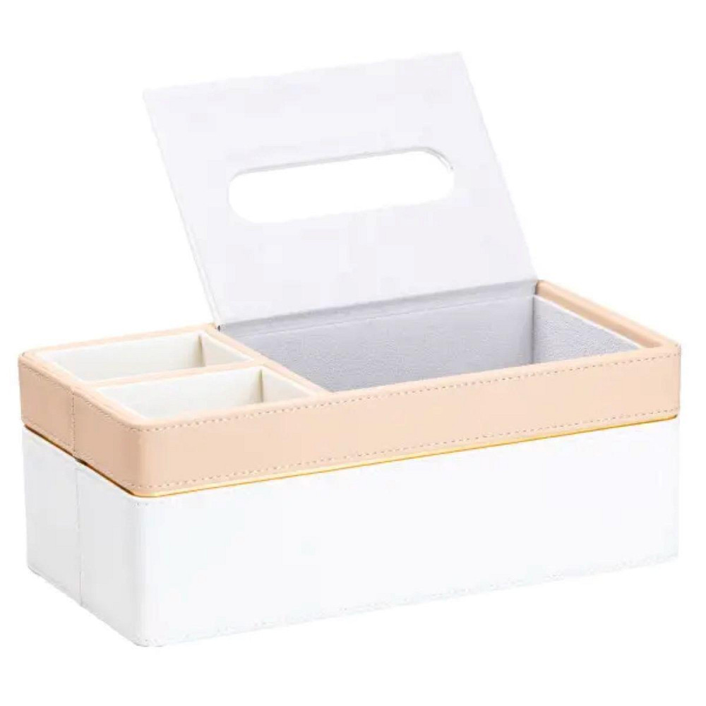 Салфетница-органайзер из эко-кожи 3 отделения 27*14*'10 см Белый с бежевым HP9190 Киев - изображение 3