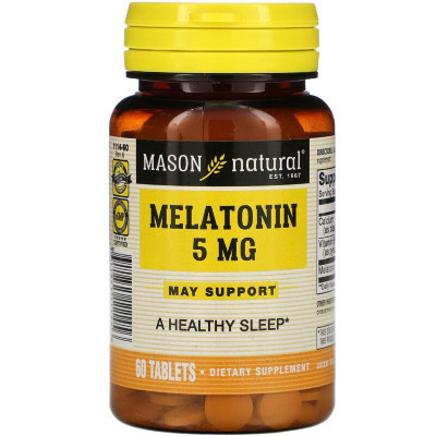 Амінокислота Mason Natural Мелатонін 5 мг, Melatonin, 60 таблеток (MAV-11145) Вінниця - фото 1